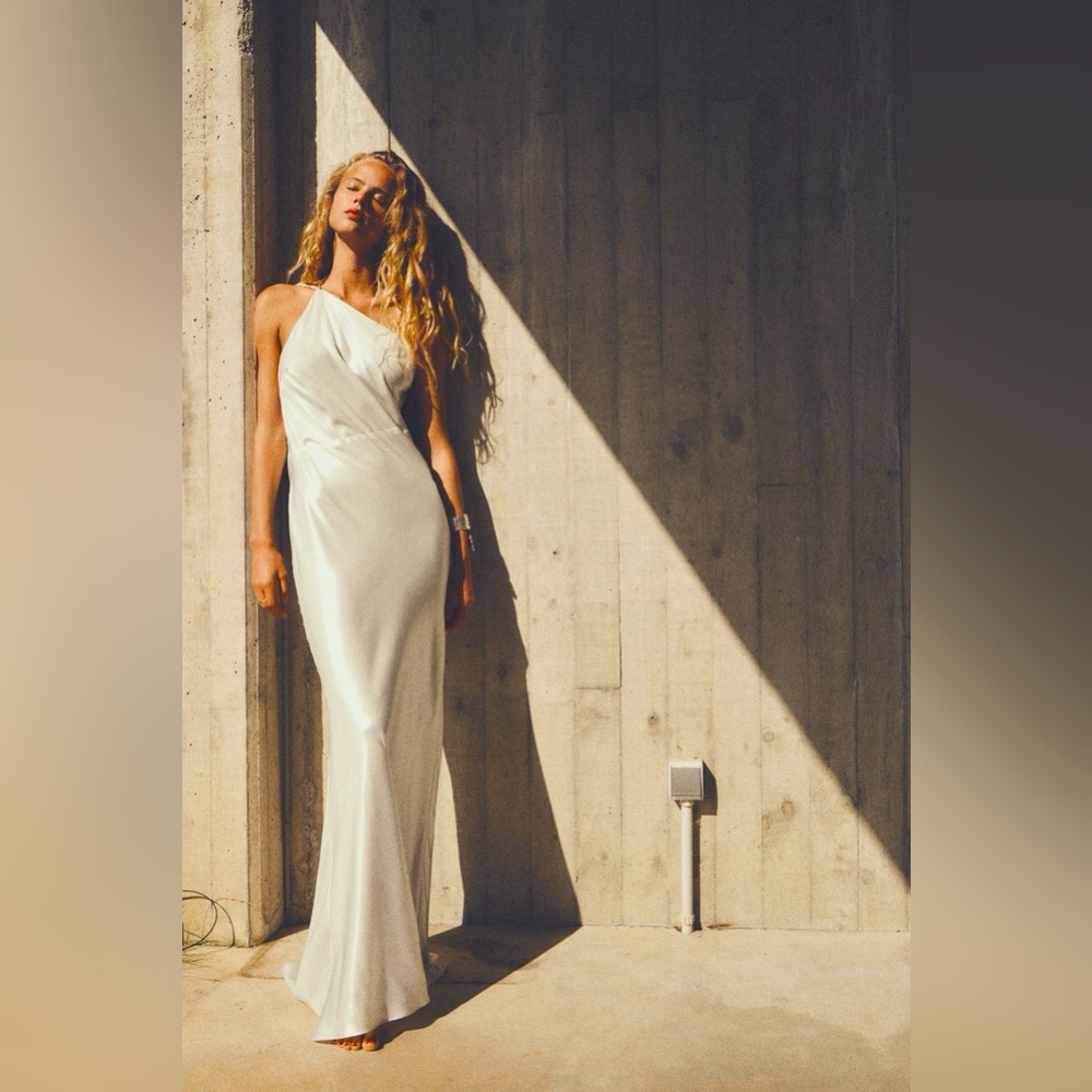 ZARA New Collection dress 🤍LONG ASYMMETRIC FOIL DRESS NWT